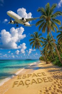 Plage, avion, palmiers, Espace Façades