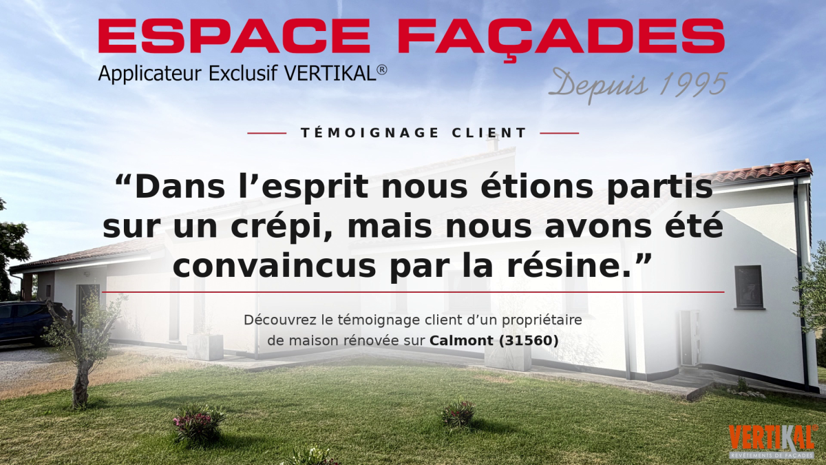 Témoignage client Espace Façades sur rénovation de façade en résine